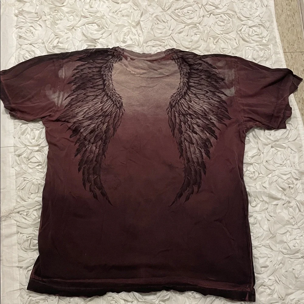 Affliction Men's Maroon Angel Graphic Tee - Picture 3 of 3